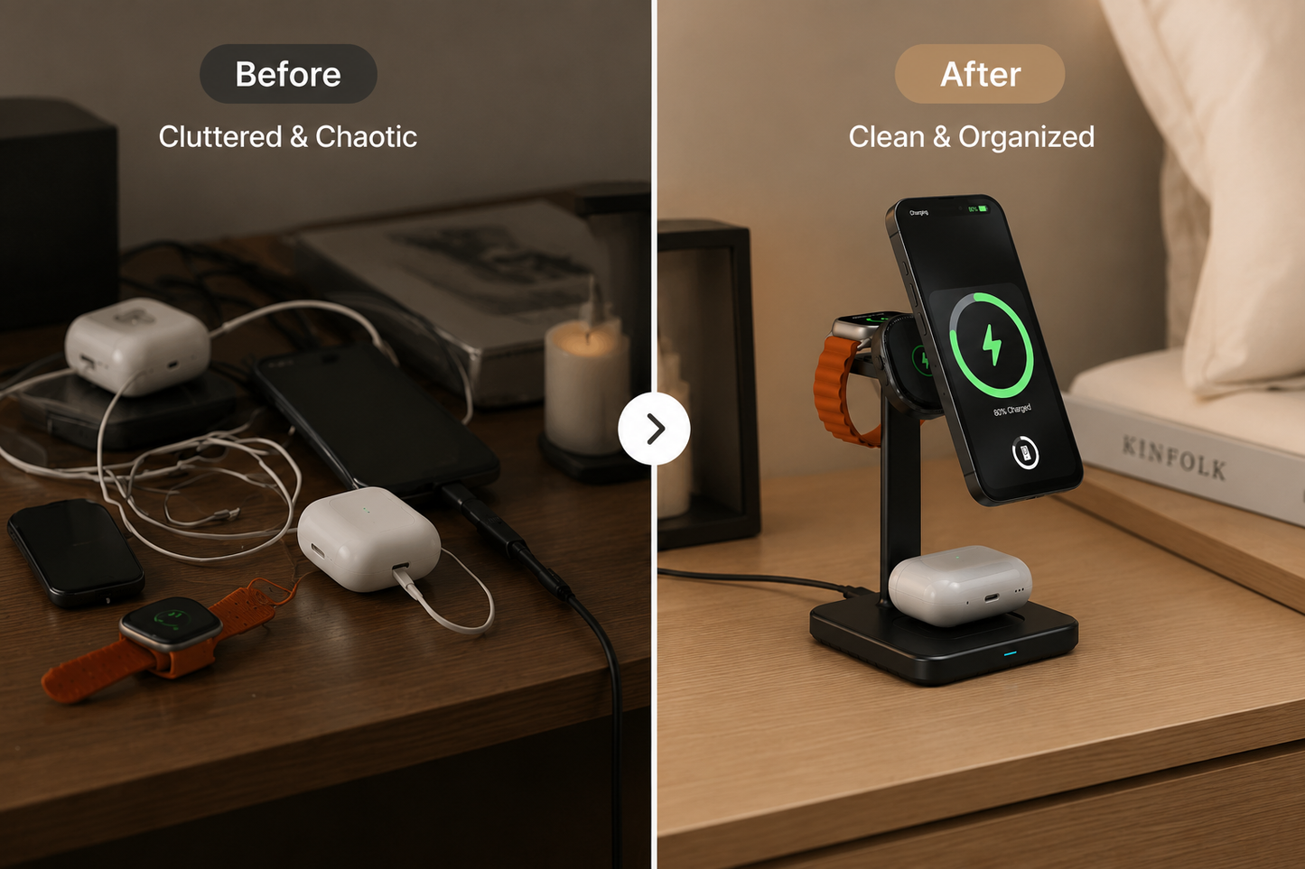 MagCharge 3-in-1 MagSafe Wireless Charging Station – iPhone, AirPods & Watch Charger