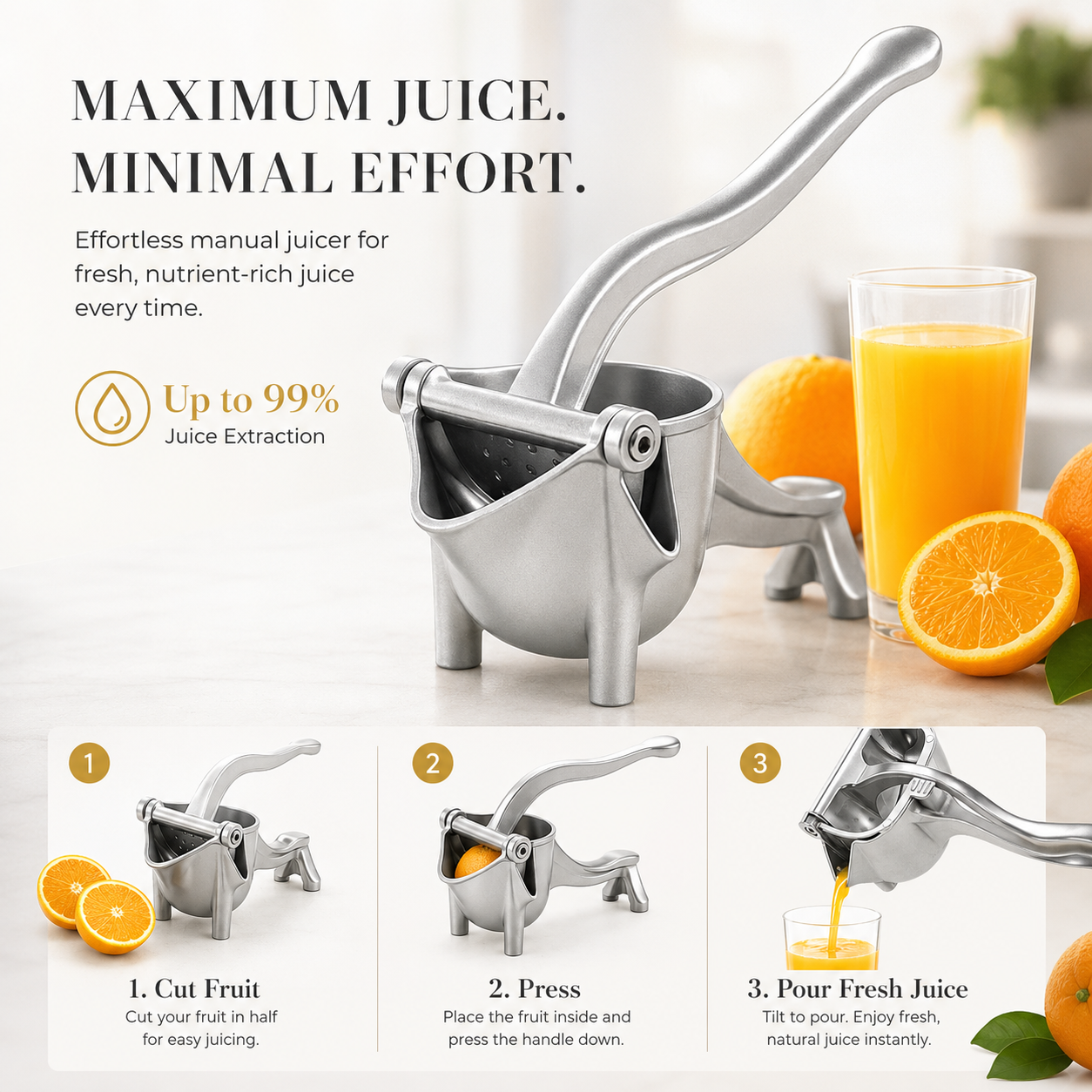 Portable Hand Press Fruit Juicer – Manual Citrus Squeezer