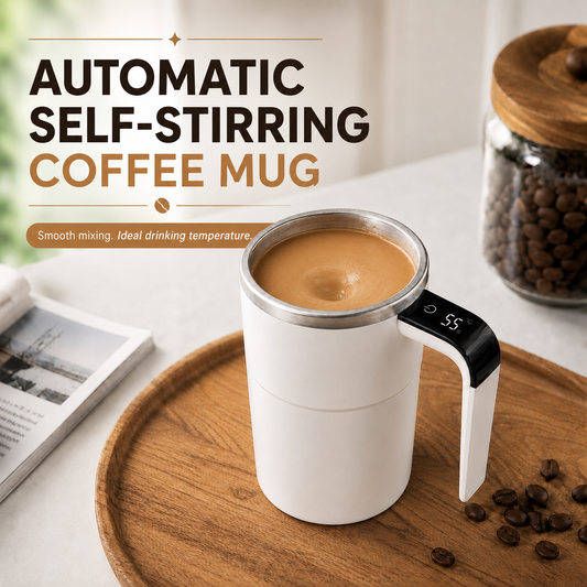 Self Stirring Coffee Mug – Automatic Electric Mixing Cup with LED Temperature Display, USB-C Rechargeable