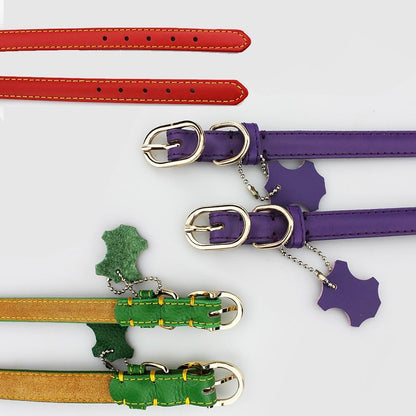 Classic Genuine Leather Dog Collar – Personalized Pet Collar with ID Tag