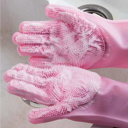 Magic Silicone Dishwashing Gloves – Reusable Scrubber Cleaning Gloves
