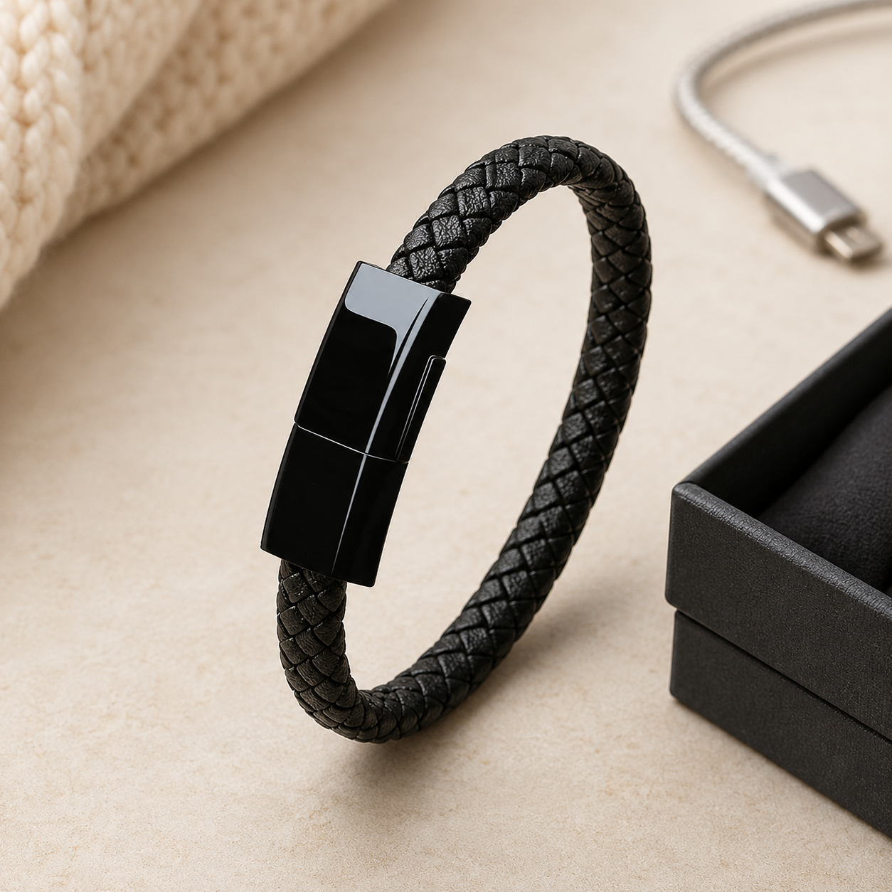 Leather USB Charging Bracelet – Wearable Phone Charging Cable
