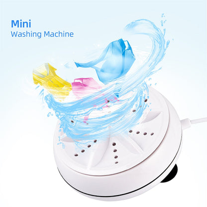 2-in-1 Portable Mini Washing Machine – Ultrasonic Turbo Washer