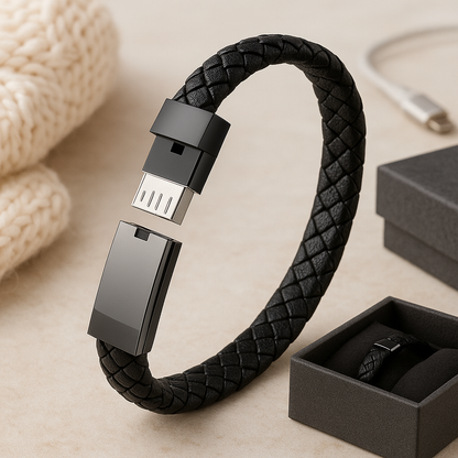 Leather USB Charging Bracelet – Wearable Phone Charging Cable
