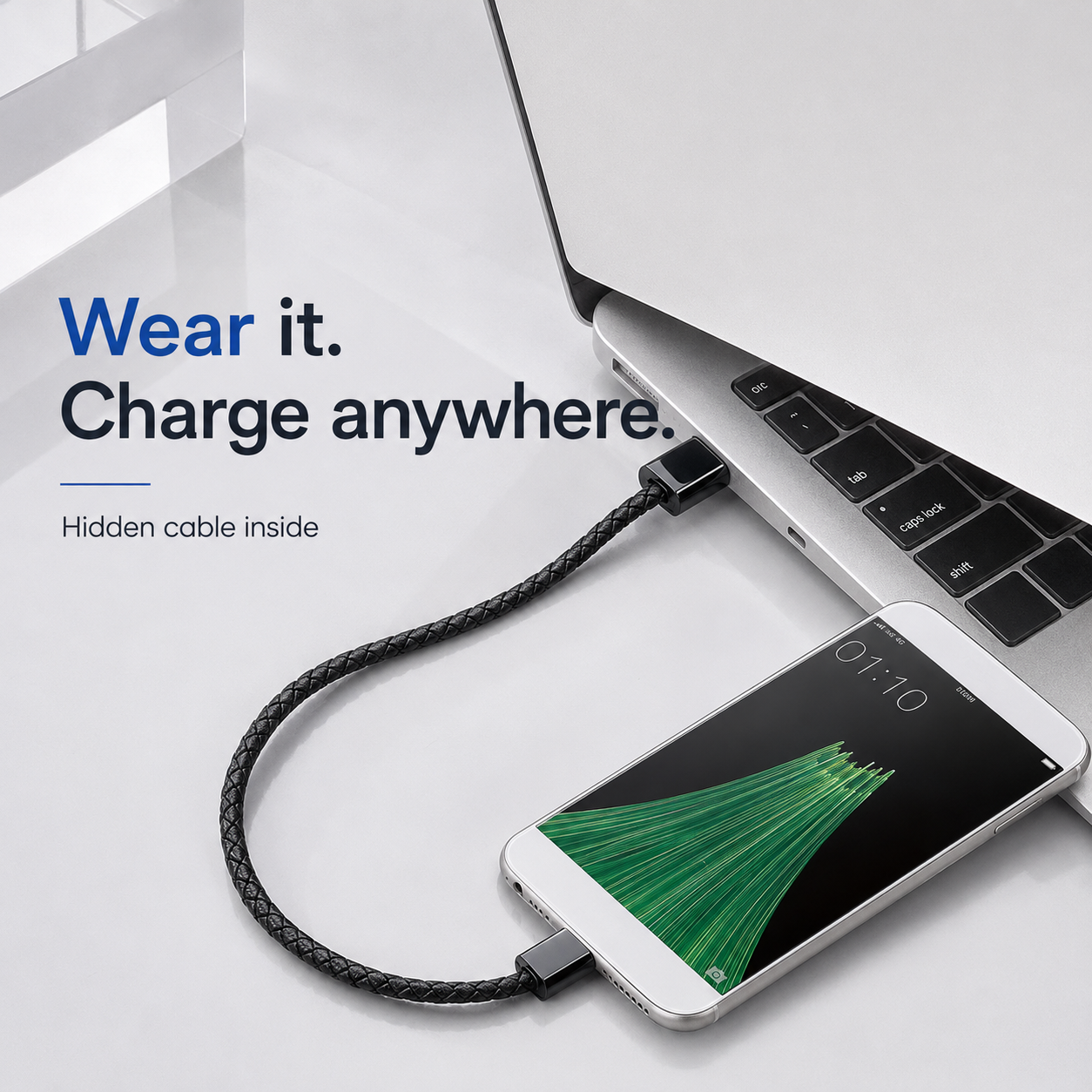 Leather USB Charging Bracelet – Wearable Phone Charging Cable
