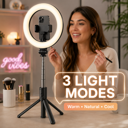 4-in-1 Bluetooth Selfie Stick Tripod with LED Ring Light