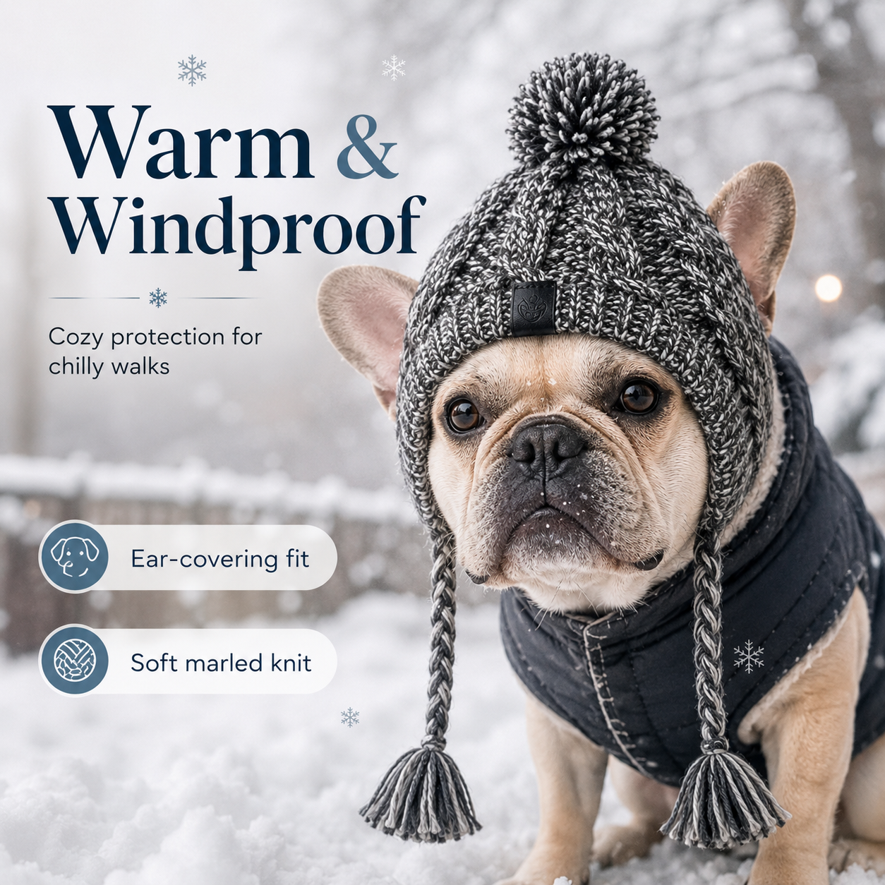 Windproof Knit Dog Hat – Winter Pet Beanie