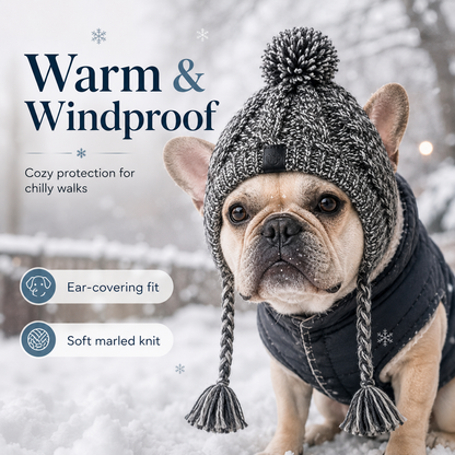 Windproof Knit Dog Hat – Winter Pet Beanie