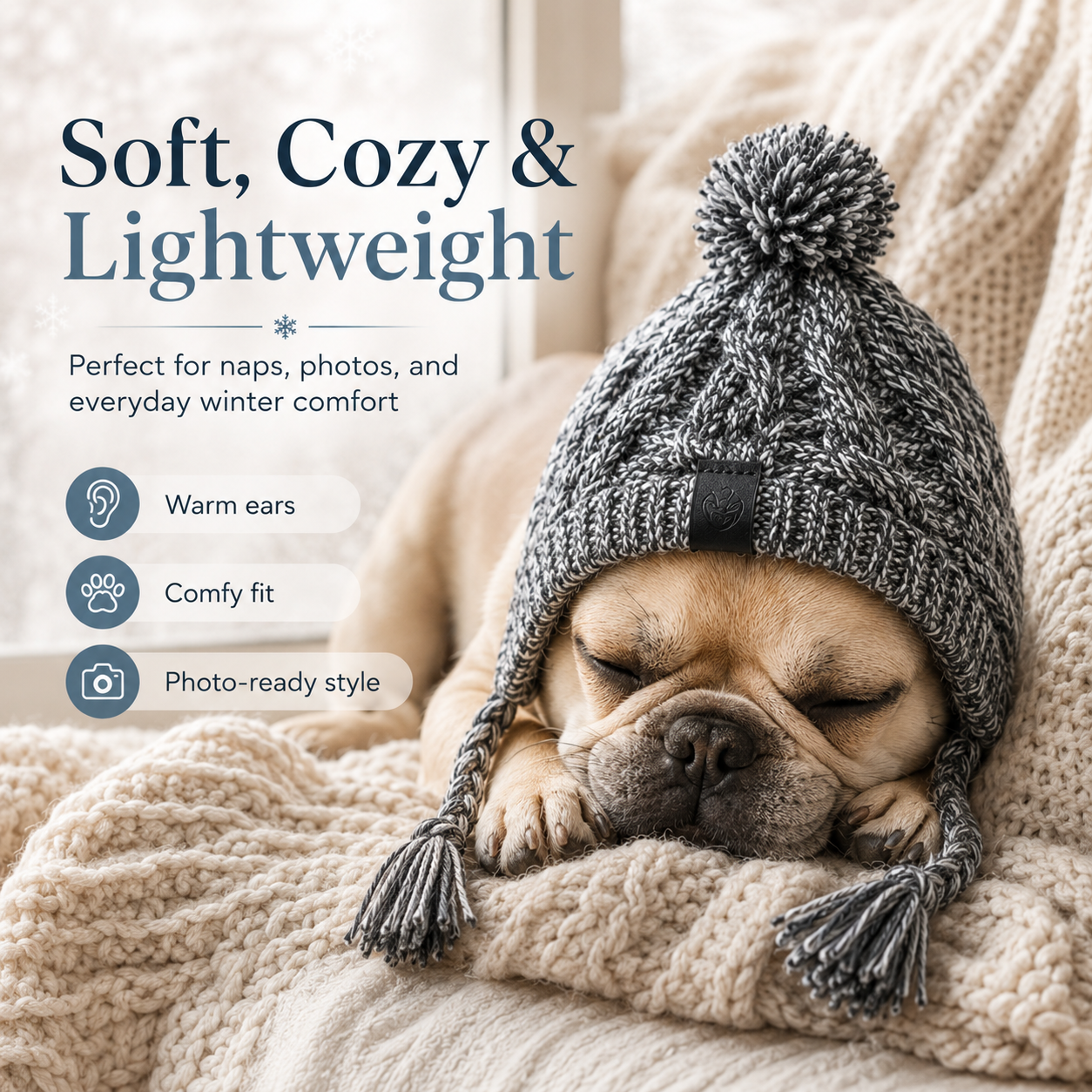 Windproof Knit Dog Hat – Winter Pet Beanie