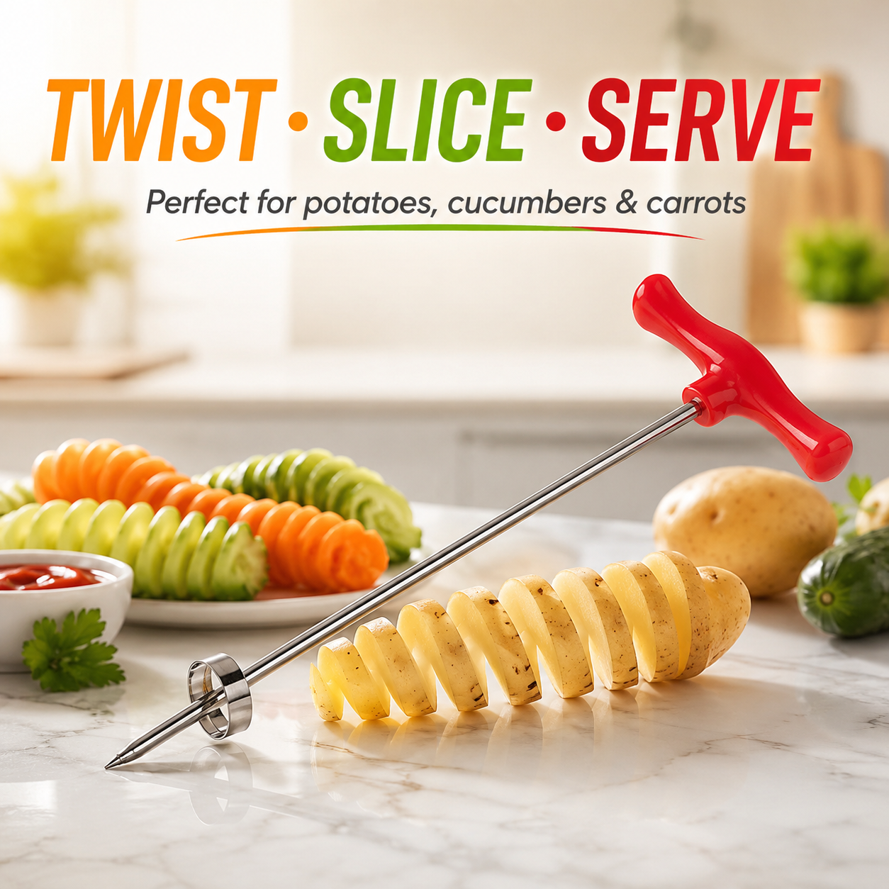 Spiral Potato Cutter – Vegetable Spiralizer Slicing Tool