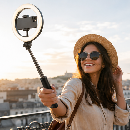 4-in-1 Bluetooth Selfie Stick Tripod with LED Ring Light