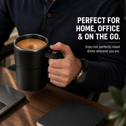 Self Stirring Coffee Mug – Automatic Electric Mixing Cup with LED Temperature Display, USB-C Rechargeable