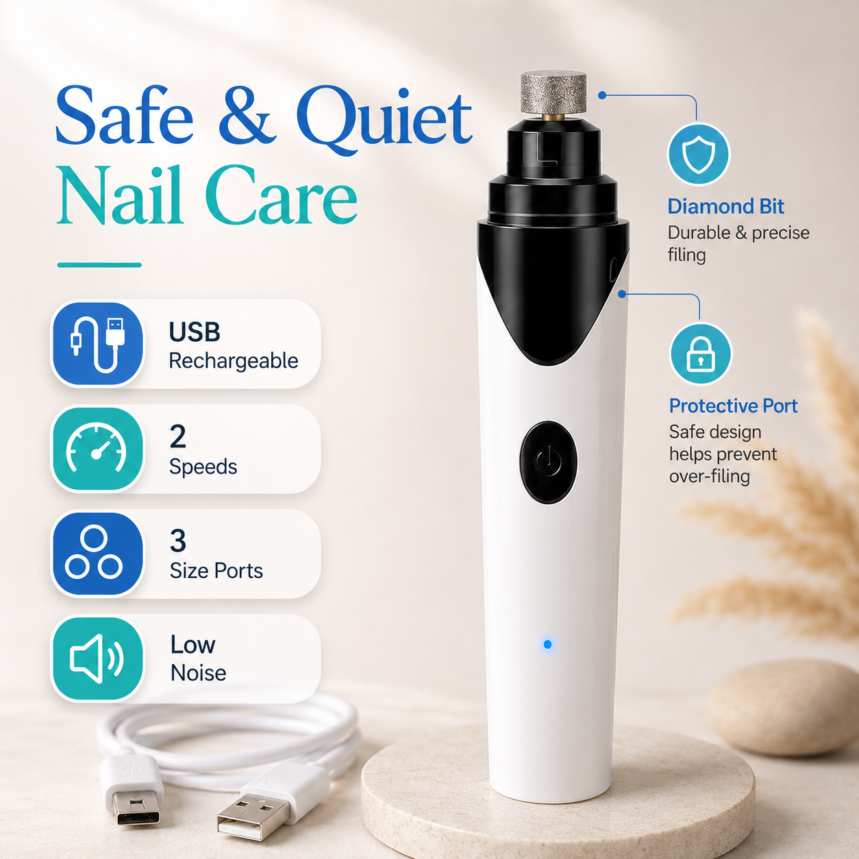 Rechargeable Pet Nail Grinder – Painless Dog Nail Clipper