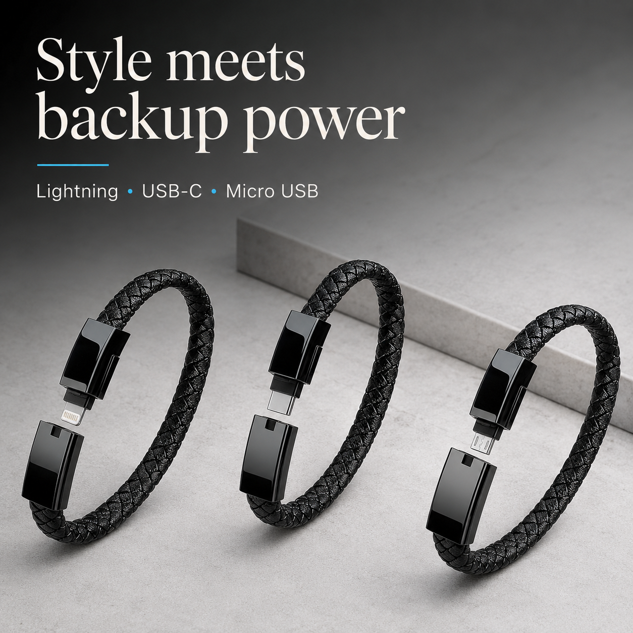 Leather USB Charging Bracelet – Wearable Phone Charging Cable