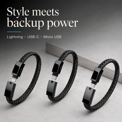 Leather USB Charging Bracelet – Wearable Phone Charging Cable