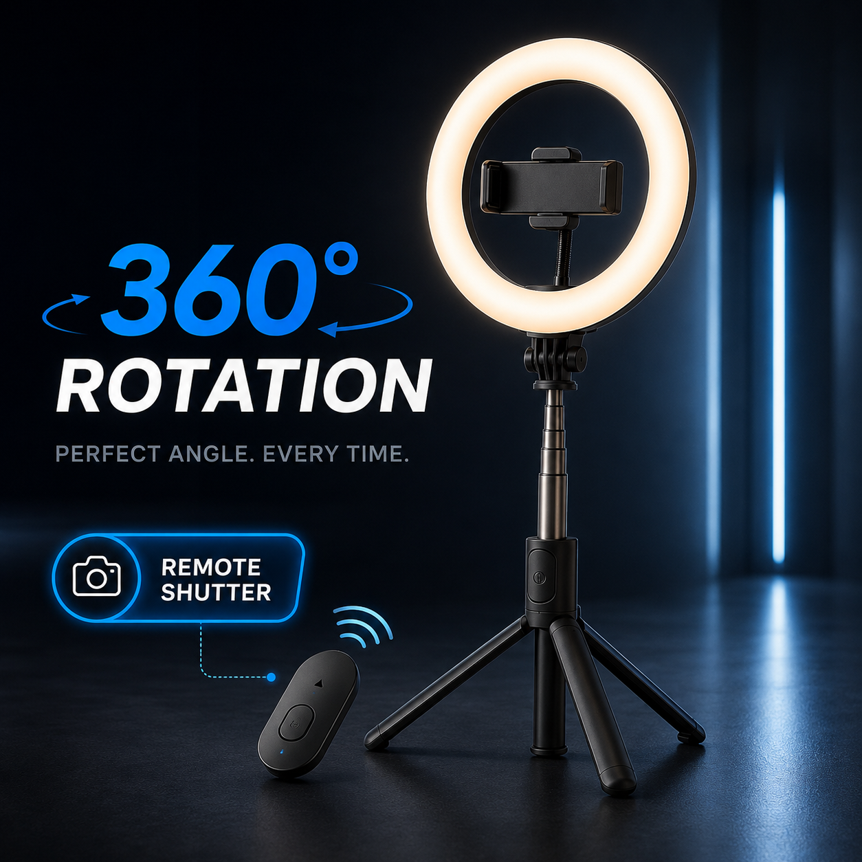 4-in-1 Bluetooth Selfie Stick Tripod with LED Ring Light