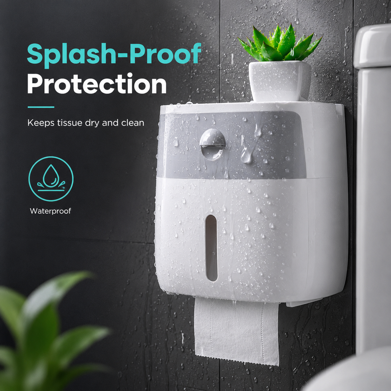 Wall-Mount Waterproof Toilet Paper Holder with Storage Drawer