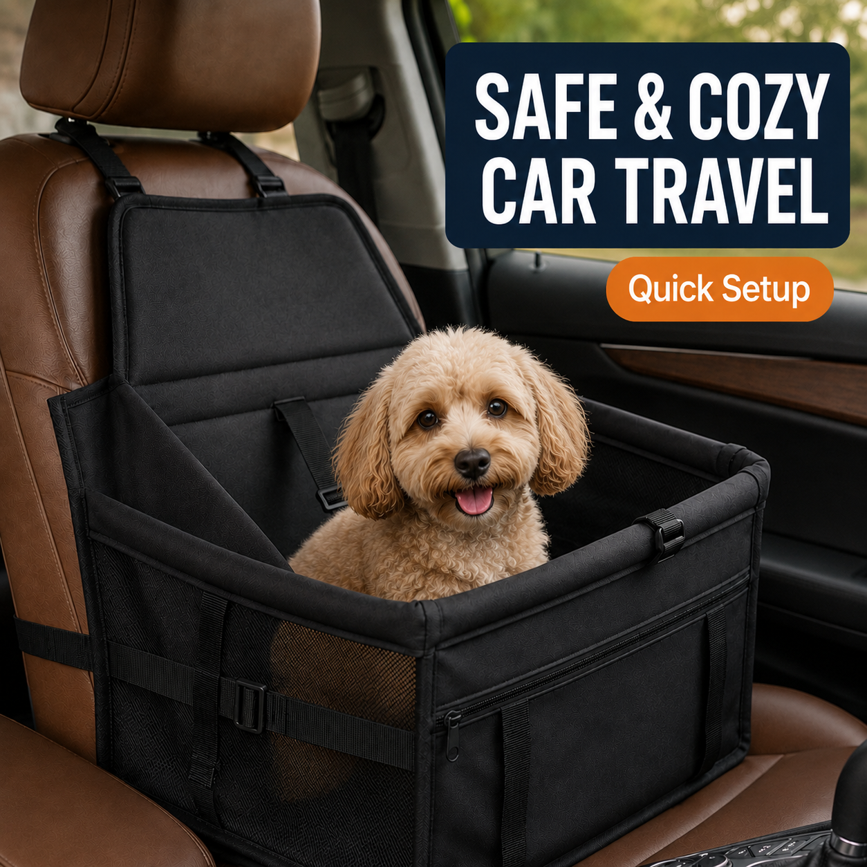 Foldable Pet Car Hammock Seat – Waterproof Dog Car Seat Cover