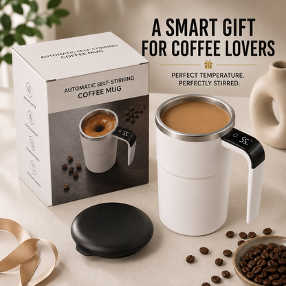 Self Stirring Coffee Mug – Automatic Electric Mixing Cup with LED Temperature Display, USB-C Rechargeable