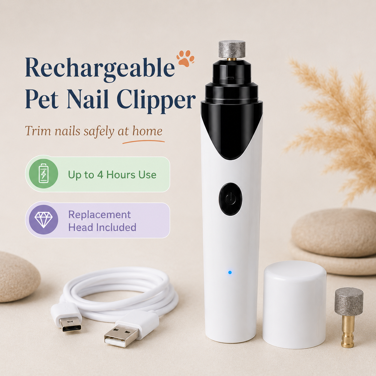 Rechargeable Pet Nail Grinder – Painless Dog Nail Clipper