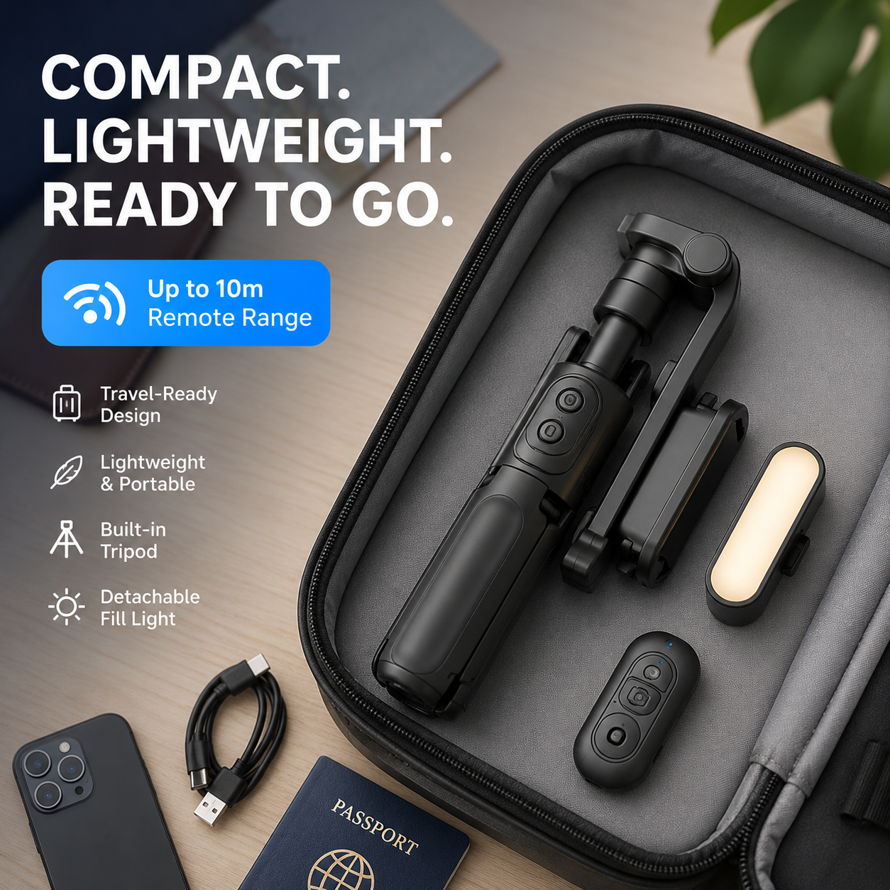Portable Handheld Gimbal Stabilizer – 3-in-1 Phone Tripod & Selfie Stick