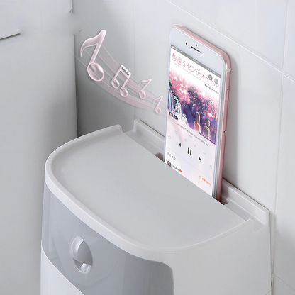 Wall-Mount Waterproof Toilet Paper Holder with Storage Drawer