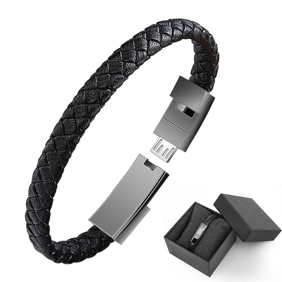 Leather USB Charging Bracelet – Wearable Phone Charging Cable