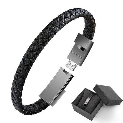 Leather USB Charging Bracelet – Wearable Phone Charging Cable