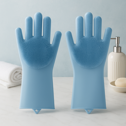 Magic Silicone Dishwashing Gloves – Reusable Scrubber Cleaning Gloves