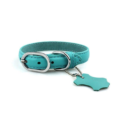 Classic Genuine Leather Dog Collar – Personalized Pet Collar with ID Tag