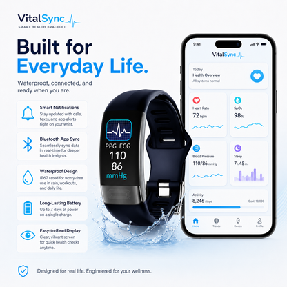 VitalSync Smart Health Bracelet – ECG, Heart Rate & Sleep Tracker Watch