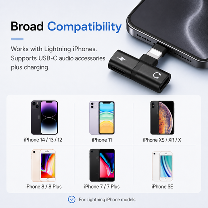 2-in-1 Lightning Audio & Charging Adapter for iPhone