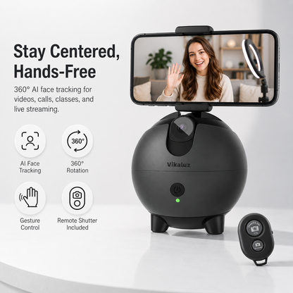 360° AI Face Tracking Phone Holder – Auto Tracking Tripod for Vlogging