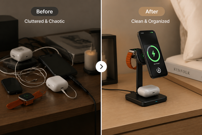 MagCharge 3-in-1 MagSafe Wireless Charging Station – iPhone, AirPods & Watch Charger