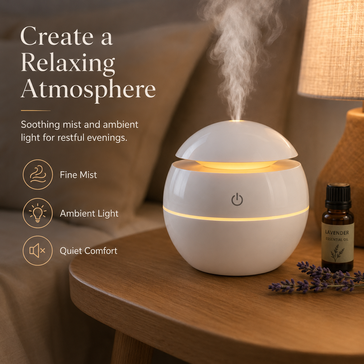 Aromatherapy Essential Oil Diffuser – Ultrasonic Air Humidifier