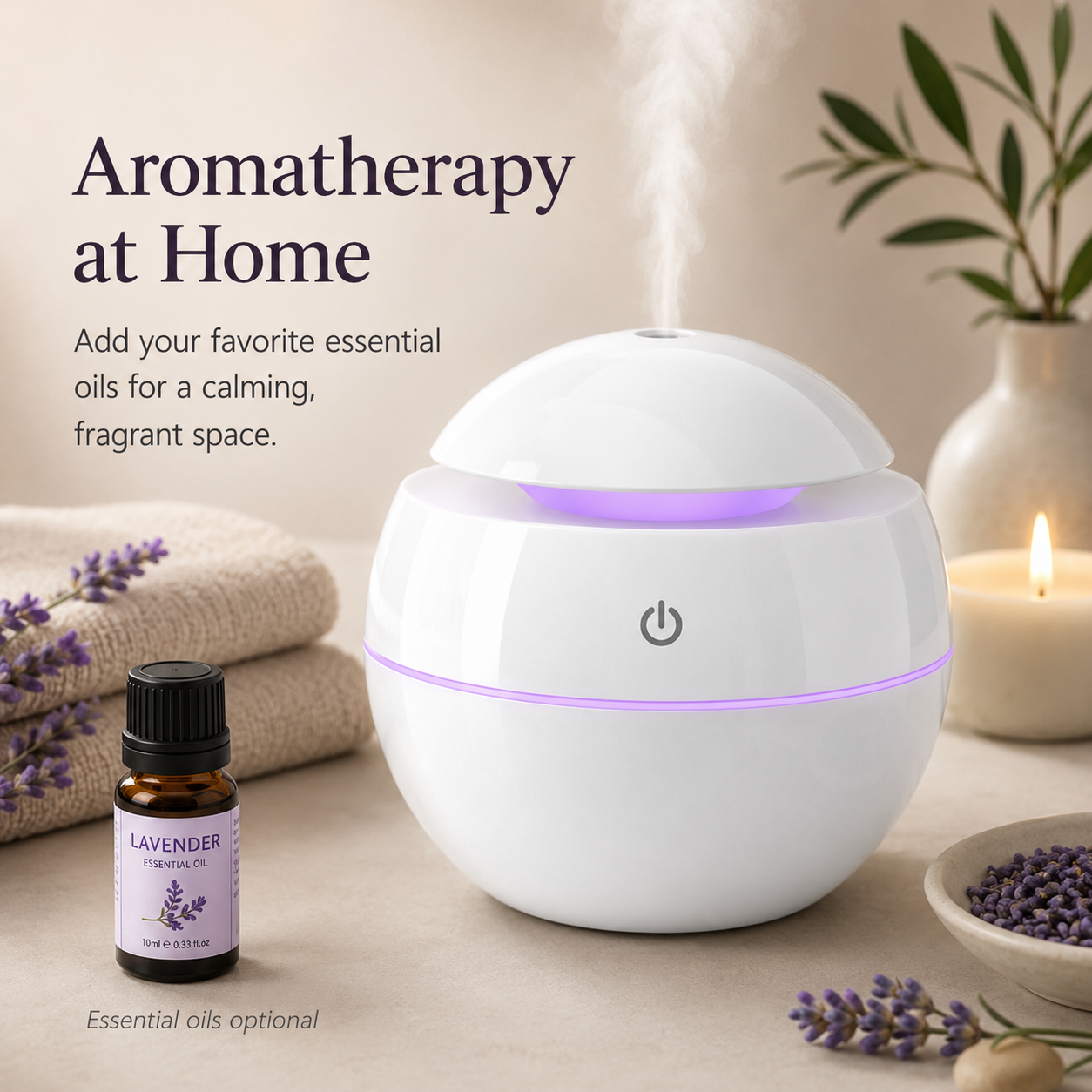 Aromatherapy Essential Oil Diffuser – Ultrasonic Air Humidifier