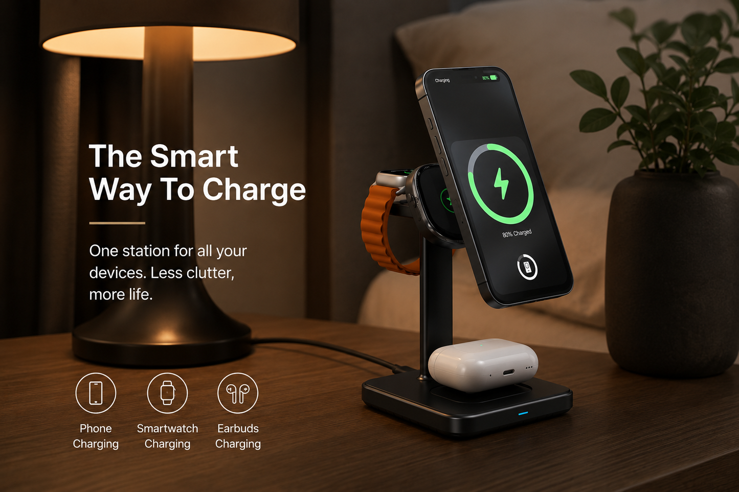 MagCharge 3-in-1 MagSafe Wireless Charging Station – iPhone, AirPods & Watch Charger