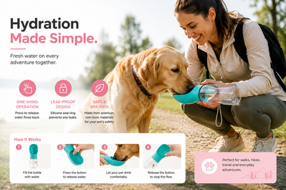AquaPaws™ Portable Dog Water Bottle – Travel Pet Water Dispenser