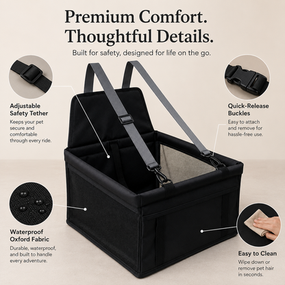 Dog Travel Car Seat Carrier – Waterproof Pet Car Seat Cover