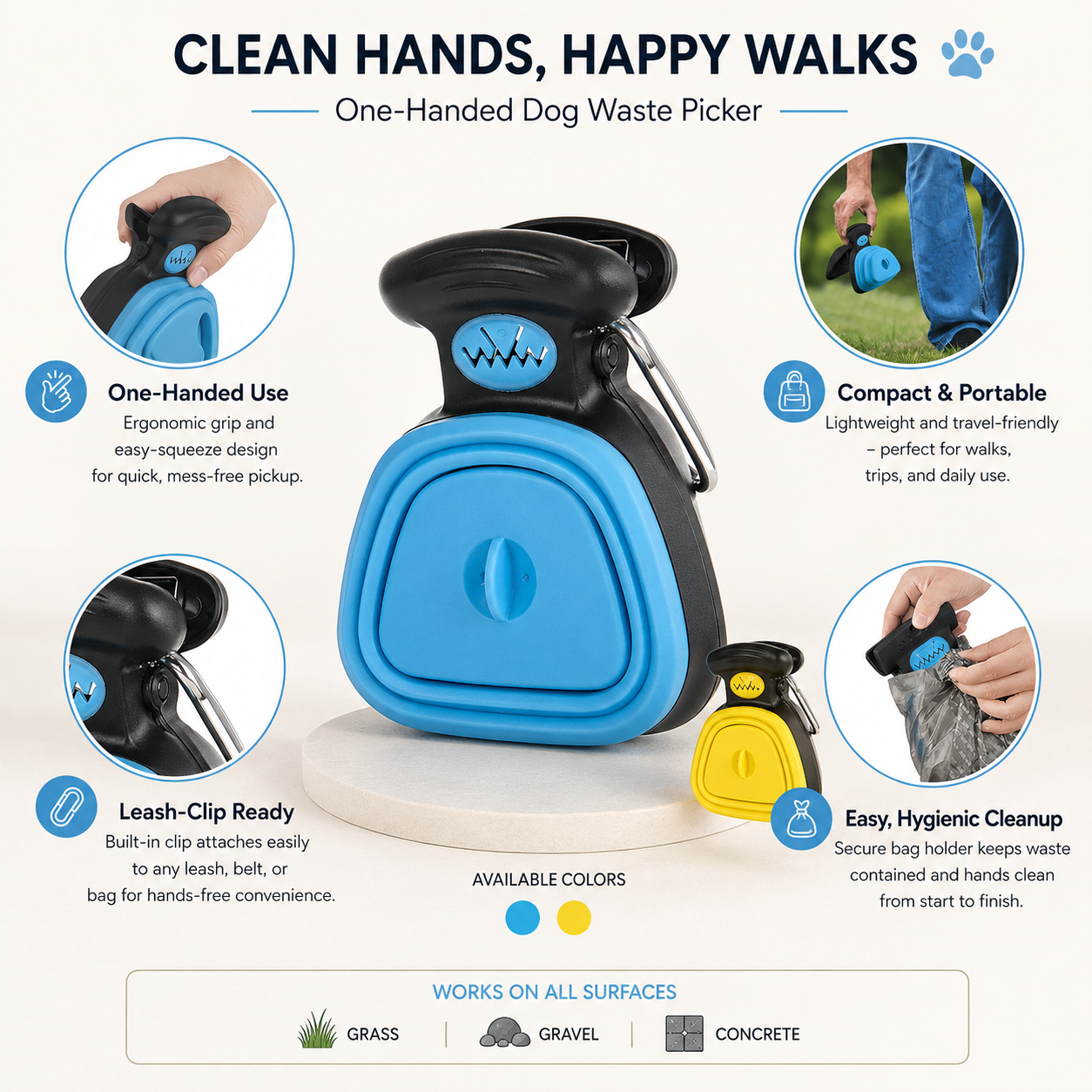 Dog Waste Poop Picker Tool – Portable Pet Pooper Scooper