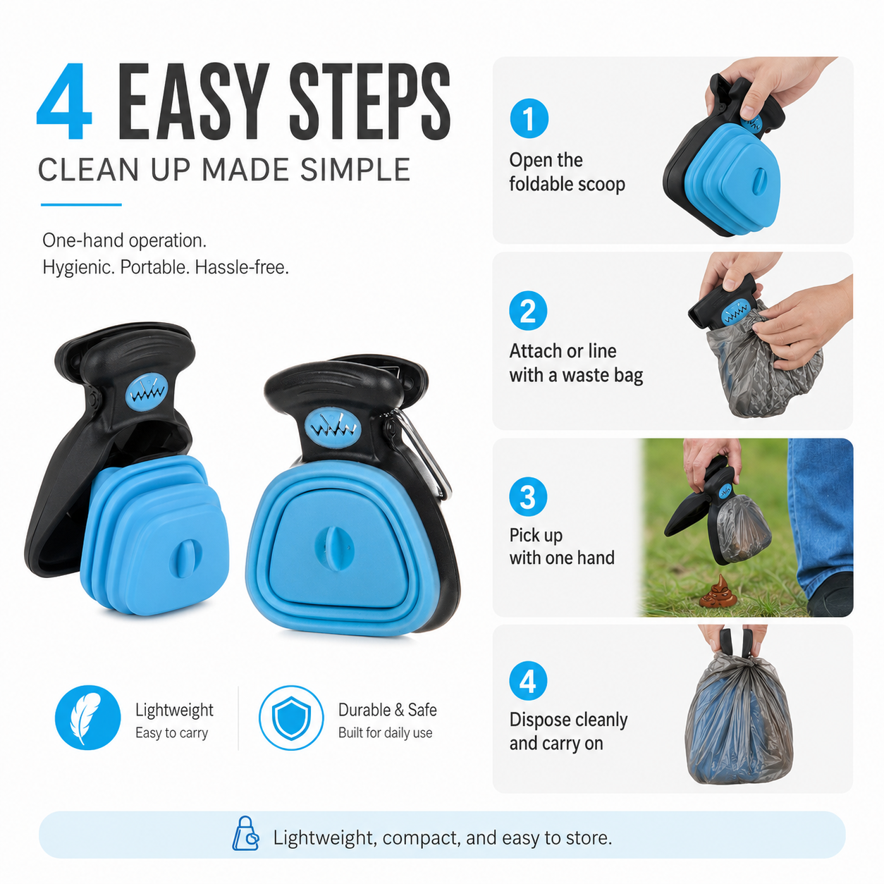 Dog Waste Poop Picker Tool – Portable Pet Pooper Scooper