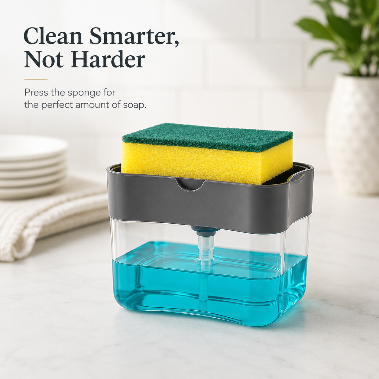 2-in-1 Sink Sponge & Soap Dispenser Rack – Kitchen Sink Organizer
