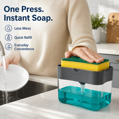 2-in-1 Sink Sponge & Soap Dispenser Rack – Kitchen Sink Organizer