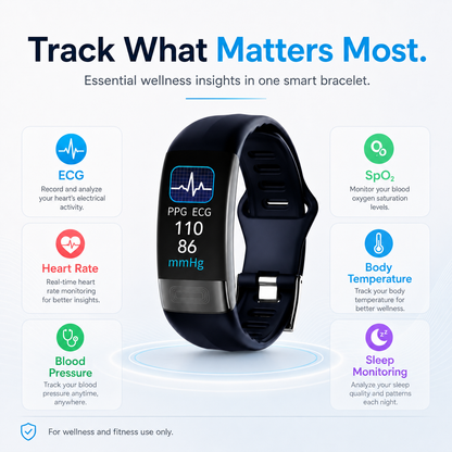 VitalSync Smart Health Bracelet – ECG, Heart Rate & Sleep Tracker Watch