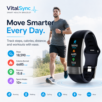 VitalSync Smart Health Bracelet – ECG, Heart Rate & Sleep Tracker Watch