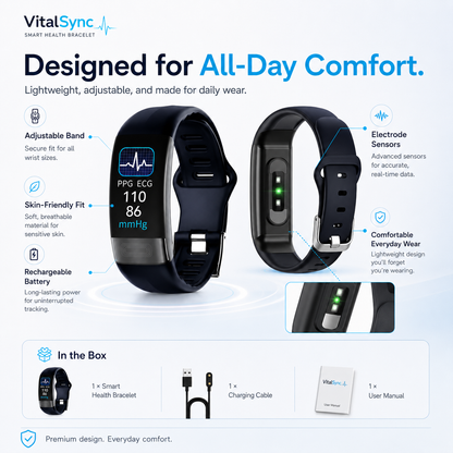 VitalSync Smart Health Bracelet – ECG, Heart Rate & Sleep Tracker Watch