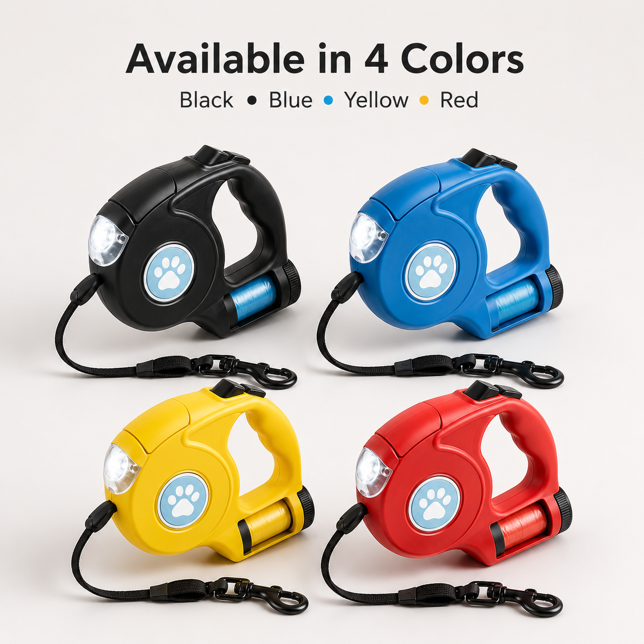 LED Retractable Dog Leash – Light-Up Night Walking Lead