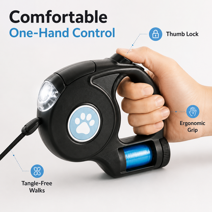 LED Retractable Dog Leash – Light-Up Night Walking Lead