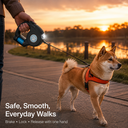 LED Retractable Dog Leash – Light-Up Night Walking Lead